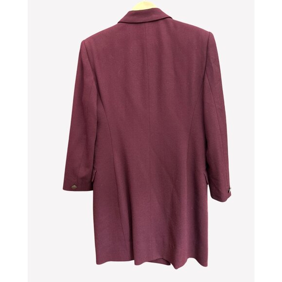 Vintage Jones New York Burgundy Wool Coat Long Blazer Double Breasted 80s 90s - Picture 4 of 7
